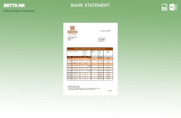 Модерен стил Јемен Меѓународен шаблон за ексел банкарски извод