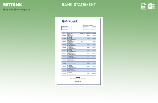 Модерен стил Азербејџан AtaBank банка изводи ексел шаблон
