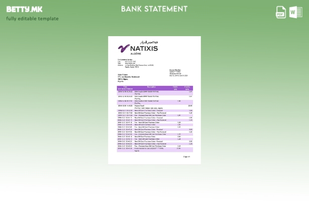 Модерен стил Алжир Natixis Algerie шаблон извод од банка