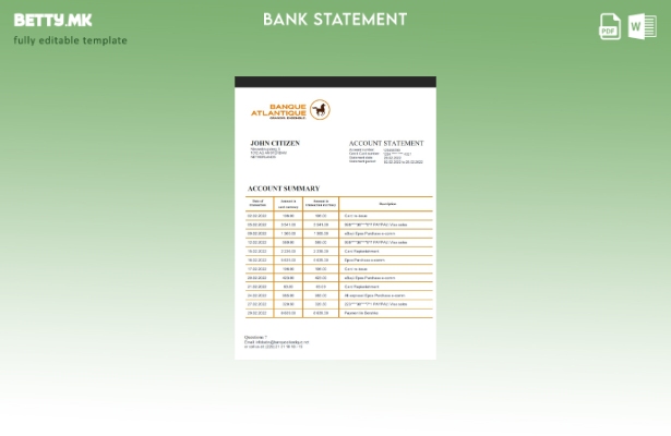 Модерен стил Бенин Банк Атлантик шаблон извод од банка