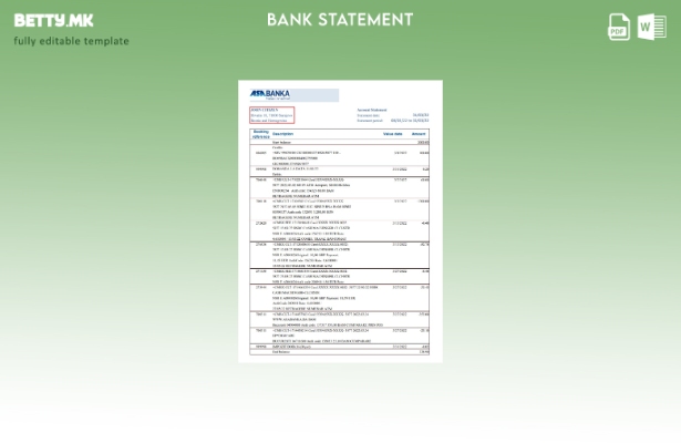 Модерен стил Босна и Херцеговина АСА Банка извод од ексел шаблон