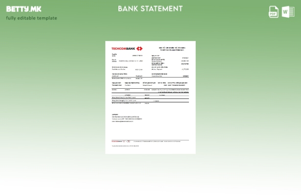 Модерен стил Виетнам Techcombank банка извод шаблон ексел