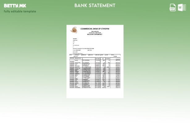 Модерен стил Етиопија Комерцијална банка на Етиопија извод од банкарски шаблон з