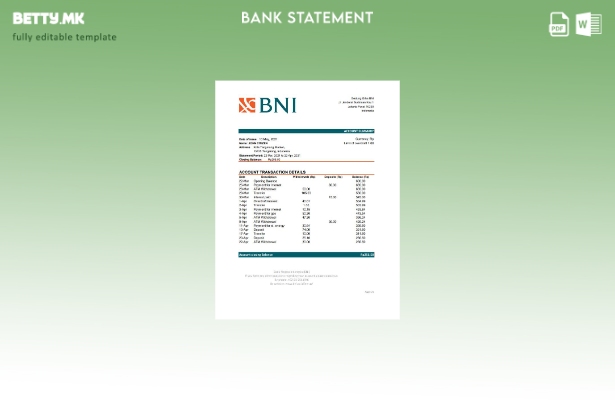 Модерен стил Индонезиска банка Негара Индонезија (BNI) шаблон за ексел банкарски