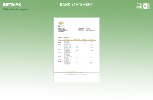 Модерен стил Индонезија BTPN шаблон за извод од банка