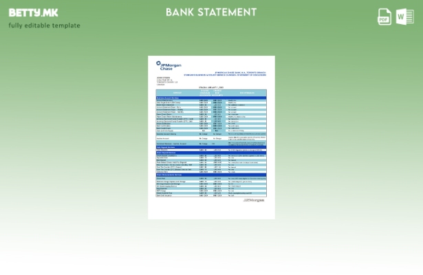 Модерен стил Канада JP Morgan Chase шаблон за извод од банка