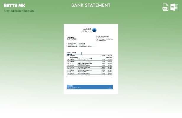 Модерен стил Катар Ahlibank доказ за адреса шаблон за извод од банка