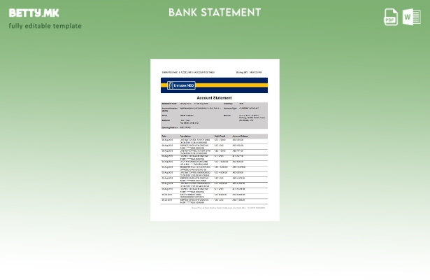 Модерен стил ОАЕ Абу Даби Емирати NBD шаблон за извод од банка