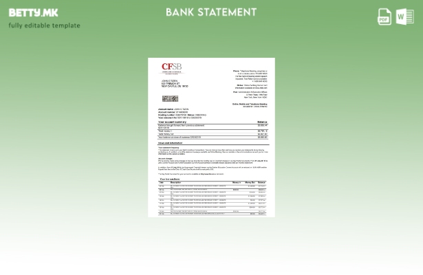 Модерен стил САД Њујорк CFSB шаблон извод од банка