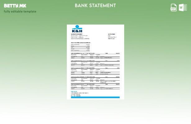 Модерен стил Унгарски K&H банкарски шаблон ексел