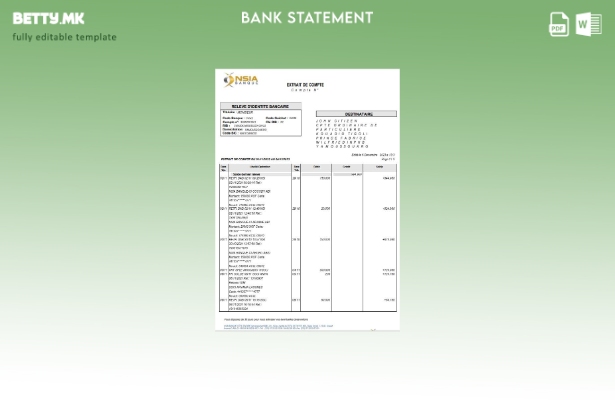 Модерен стил Франција NSIA Банкарски изводи од шаблон страници за зборови