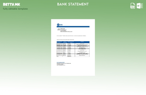 Модерен стил Шаблон за ексел изјава за заедничка банка за развој на Лаос (JDB).