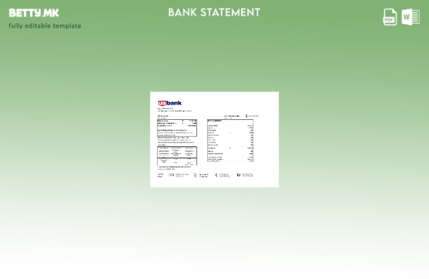 Модерен стил Шаблон за ексел страници за извод на банкарска картичка од САД