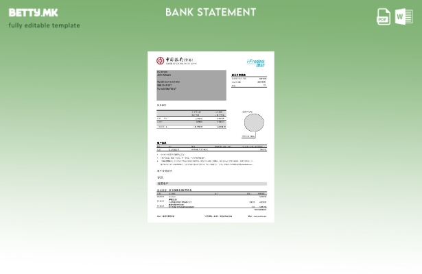 Модерен стил Шаблон за ексел страници од банкарски извод на Хонг Конг Банка на К