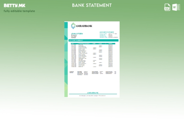 Модерен стил Шаблон за збор за извод од банка Азербејџан Amrahbank
