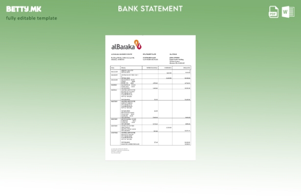 Модерен стил Шаблон за збор за извод од банка Бахреин Ал Барака
