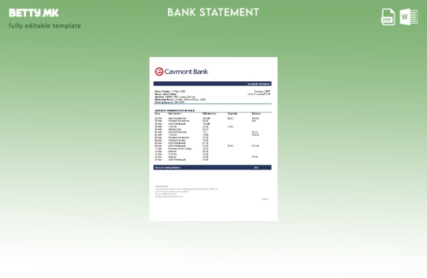 Модерен стил Шаблон за збор за извод од банка Замбија Кавмонт