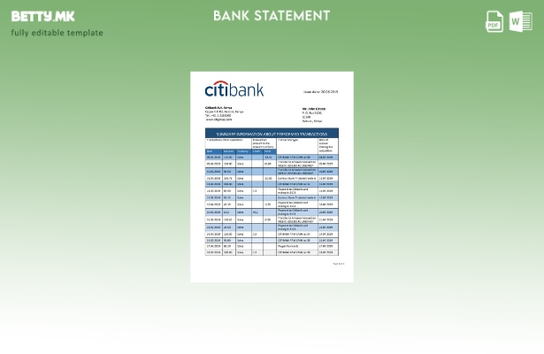 Модерен стил Шаблон за збор за извод од банка Ситибанк во Кенија