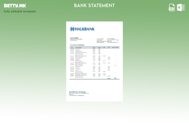 Модерен стил Шаблон за збор за извод од банка Халкбанк