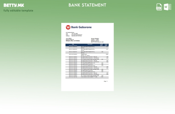 Модерен стил Шаблон за збор за извод од банка во Боцвана Габороне