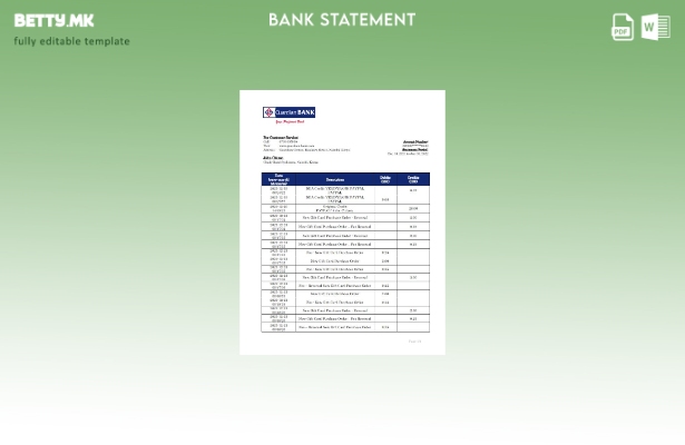 Модерен стил Шаблон за збор за извод од банка во Кенија Гардијан