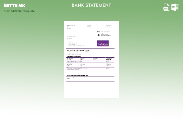 Модерен стил Шаблон за збор за извод од банка во Лаос Индокина