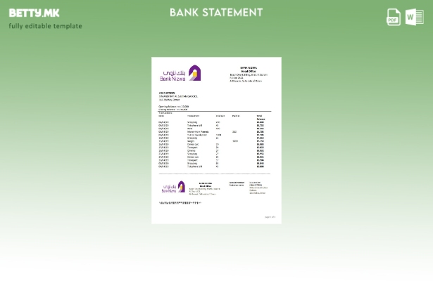 Модерен стил Шаблон за збор за извод од банка во Оман Банка Низва