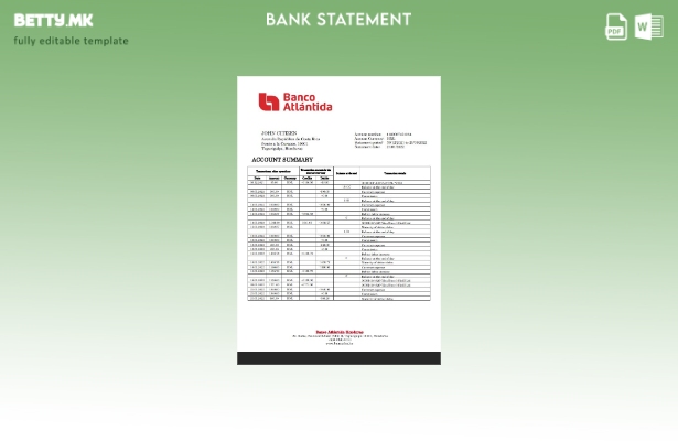 Модерен стил Шаблон за збор за извод од банка во Хондурас Банко Атлантида