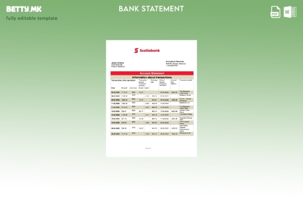 Модерен стил Шаблон за збор за извод од банка на Бахамите Scotiabank