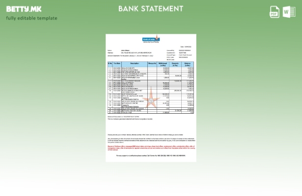 Модерен стил Шаблон за збор за извод од банка на Индија Банка на Индија