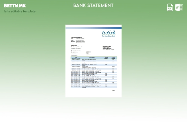 Модерен стил Шаблон за збор за извод од банка на Камерун Ecobank