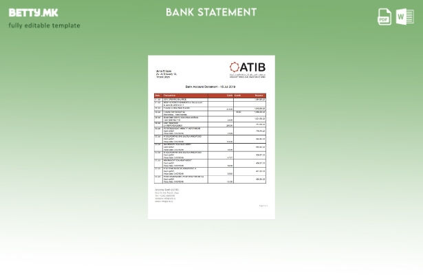Модерен стил Шаблон за збор за извод од банка на Либија Асарај (ATIB).