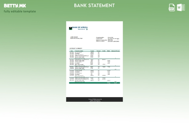 Модерен стил Шаблон за збор за извод од банка на Нигер Банка на Африка