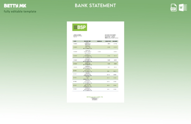 Модерен стил Шаблон за збор за извод од банка на Фиџи Банка на Јужен Пацифик