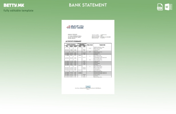 Модерен стил Шаблон за збор за извод од банка од Кувајтскиот Залив