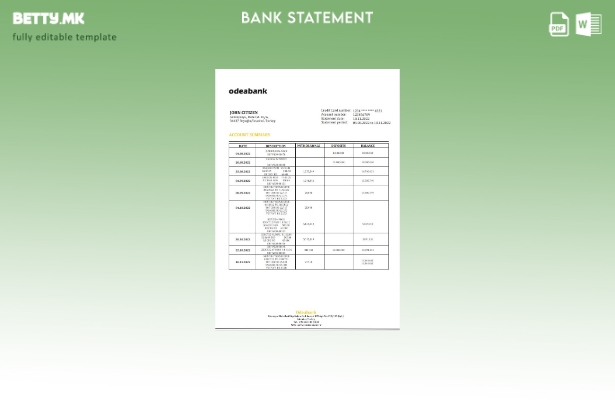 Модерен стил Шаблон за збор за извод од банка од Турција Odeabank