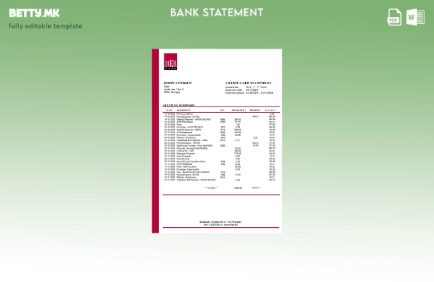 Модерен стил Шаблон за збор за извод од банка MKB Унгарија