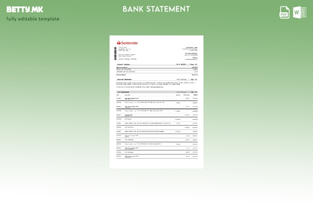 Модерен стил Шаблон за збор за извод од банкарска дебитна картичка Шпанија Санта
