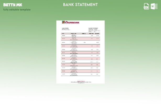 Модерен стил Шаблон за збор за извод од банкарска сметка на Виетнам Агрибанк