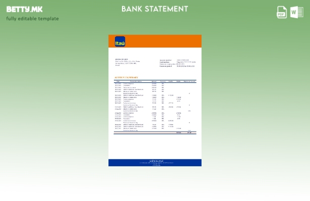 Модерен стил Шаблон за збор за извод од банкарски извод од Бразил Itau