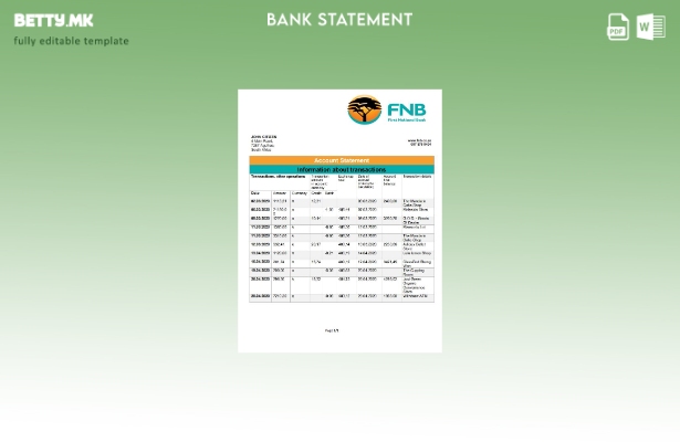 Модерен стил Шаблон за збор за изјава за адреса на прва национална банка (FNB) в