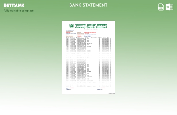 Модерен стил Шаблон за збор од извод од банка Аграни од Бангладеш
