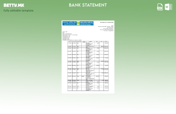 Модерен стил Шаблон за збор страници за извод од банка во Индија Махараштра