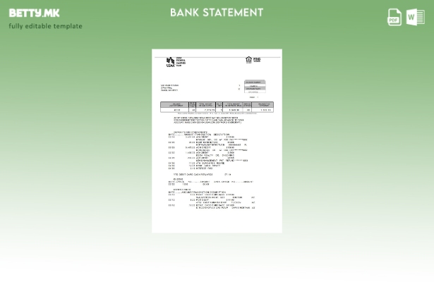 Модерен стил Шаблон за збор страници за извод од банка во САД на САД