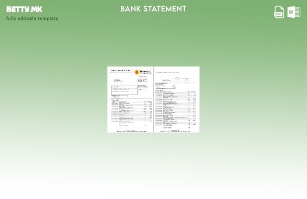Модерен стил Шаблон за збор страници за извод од банка во САД Suncoast