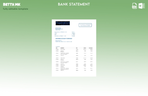 Модерен стил Шаблон за збор страници за извод од банка за аспирација на САД