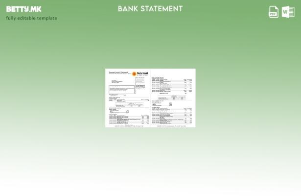 Модерен стил Шаблон за збор страници за извод од банкарска сметка во САД Suncoas