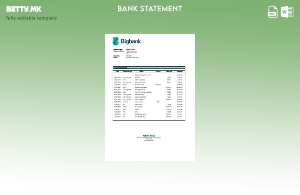 Модерен стил Шаблон за зборови за извод од банка на Естонија Бигбанк