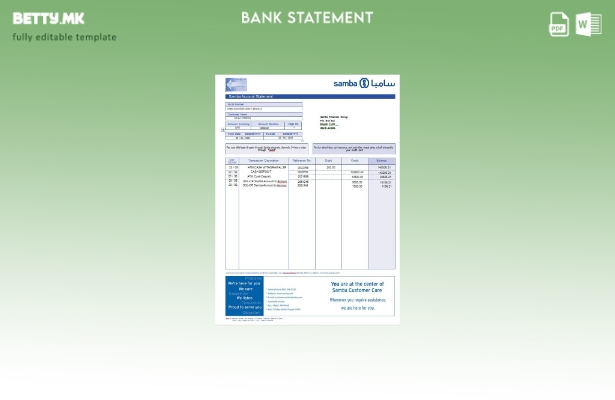 Модерен стил Шаблон за зборови за извод од банкарска сметка Саудиска Арабија Сам