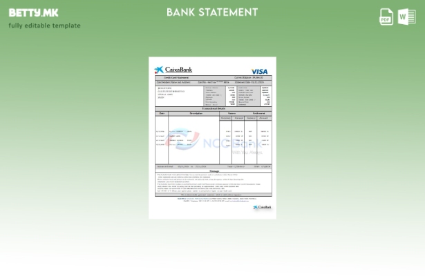 Модерен стил Шаблон за зборови за изјава за кредитна картичка Шпанија CaixaBank